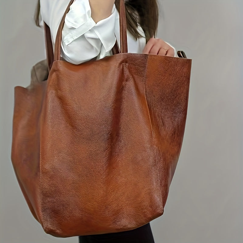 Renee’s Retro Softness  Large Capacity PU Leather Tote Bag