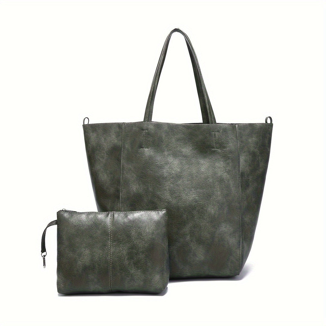 Renee’s Retro Softness  Large Capacity PU Leather Tote Bag