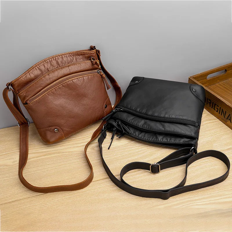 Grace’s Retro Charm  Soft Leather Anti-Theft Messenger Bag