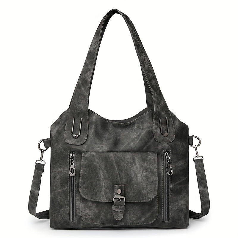 Elise’s Vintage Charm  Faux Leather Shoulder Bag