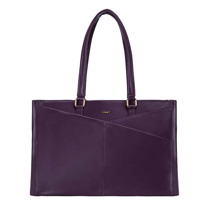 Elegant Purple Leather Laptop Tote