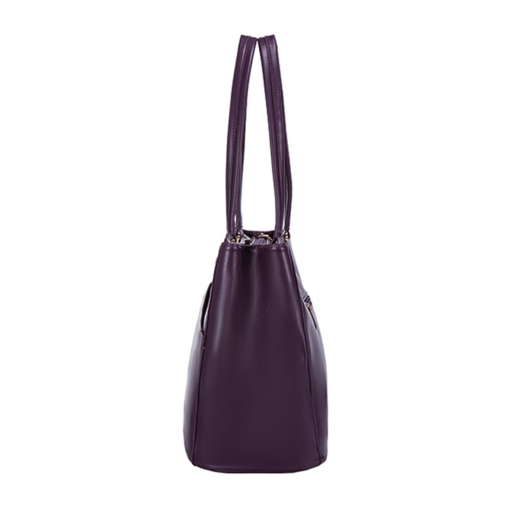 Elegant Purple Leather Laptop Tote